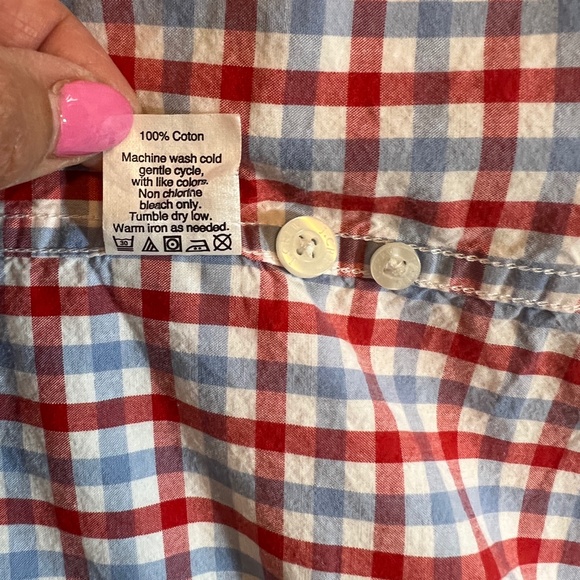 J. CREW blue and red check button down shirt Size XS Mens Womens Unisex EUC - Picture 7 of 8